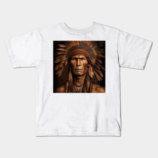 [AI Art] Proud Native American Man With Headdress Kids T-Shirt